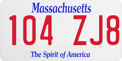 MA license plate 104ZJ8