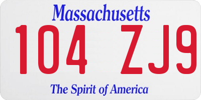 MA license plate 104ZJ9