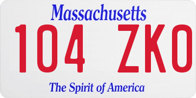 MA license plate 104ZK0