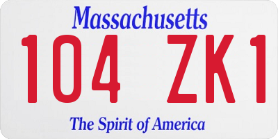 MA license plate 104ZK1