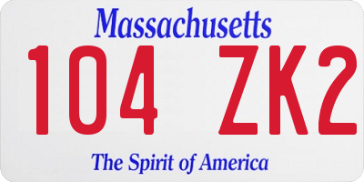 MA license plate 104ZK2