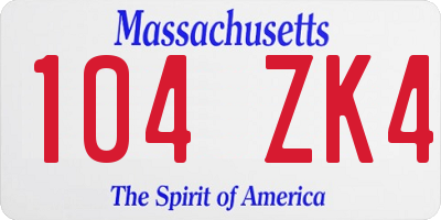 MA license plate 104ZK4