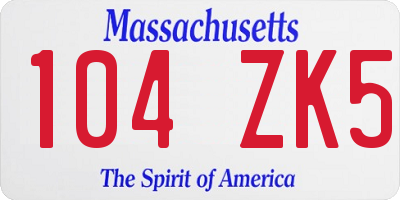 MA license plate 104ZK5