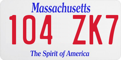 MA license plate 104ZK7