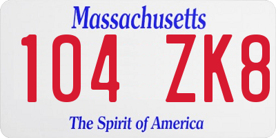 MA license plate 104ZK8