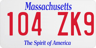 MA license plate 104ZK9