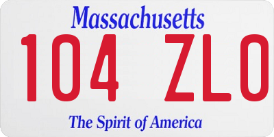 MA license plate 104ZL0