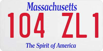 MA license plate 104ZL1