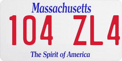 MA license plate 104ZL4