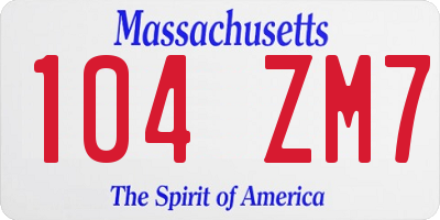 MA license plate 104ZM7