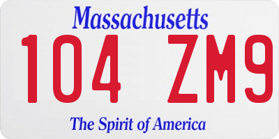 MA license plate 104ZM9