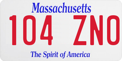 MA license plate 104ZN0