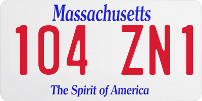 MA license plate 104ZN1