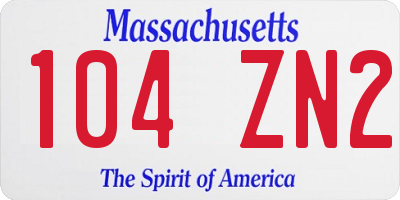 MA license plate 104ZN2