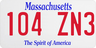 MA license plate 104ZN3