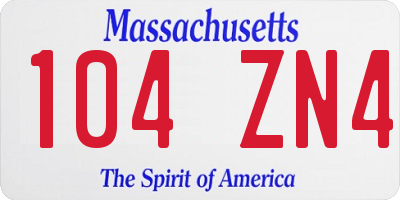 MA license plate 104ZN4