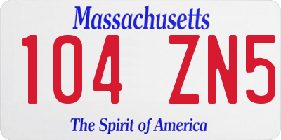 MA license plate 104ZN5
