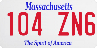 MA license plate 104ZN6