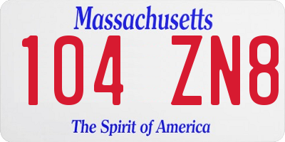 MA license plate 104ZN8