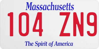 MA license plate 104ZN9