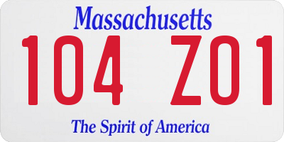 MA license plate 104ZO1