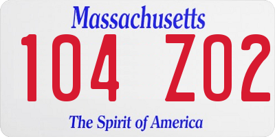 MA license plate 104ZO2