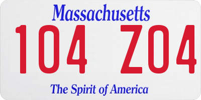 MA license plate 104ZO4