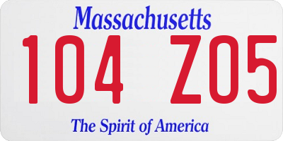 MA license plate 104ZO5
