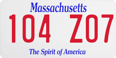 MA license plate 104ZO7