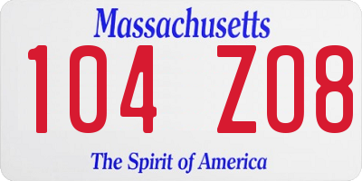 MA license plate 104ZO8