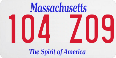 MA license plate 104ZO9