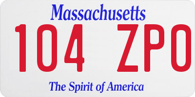 MA license plate 104ZP0