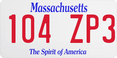 MA license plate 104ZP3