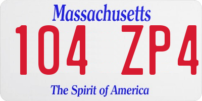 MA license plate 104ZP4