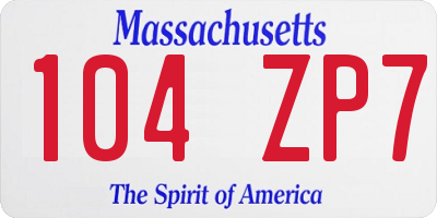 MA license plate 104ZP7