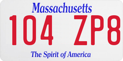 MA license plate 104ZP8