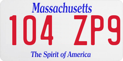 MA license plate 104ZP9