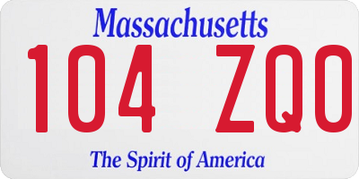 MA license plate 104ZQ0