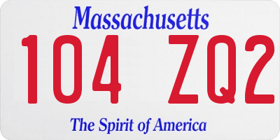 MA license plate 104ZQ2