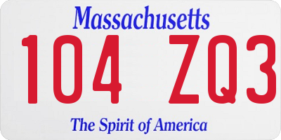 MA license plate 104ZQ3