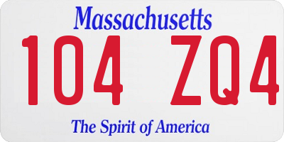 MA license plate 104ZQ4
