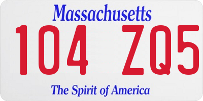 MA license plate 104ZQ5
