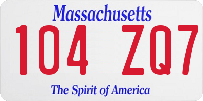 MA license plate 104ZQ7