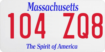 MA license plate 104ZQ8