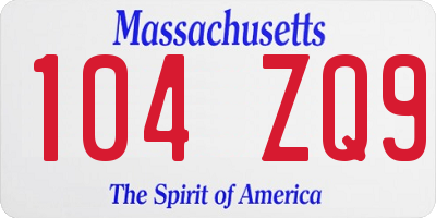 MA license plate 104ZQ9