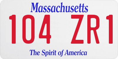 MA license plate 104ZR1