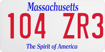 MA license plate 104ZR3