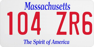 MA license plate 104ZR6