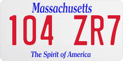 MA license plate 104ZR7