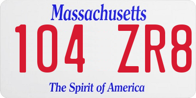 MA license plate 104ZR8